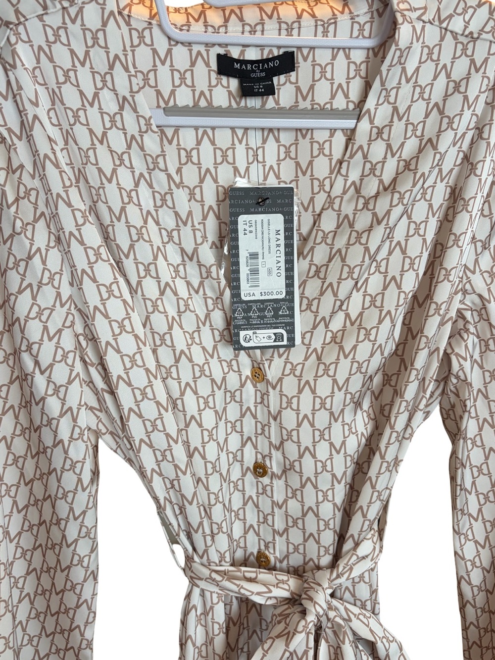 Marciano By Guess NWT Giselle Monogram Dress Macadamia/Mlk  Size 8 - Picture 4 of 7